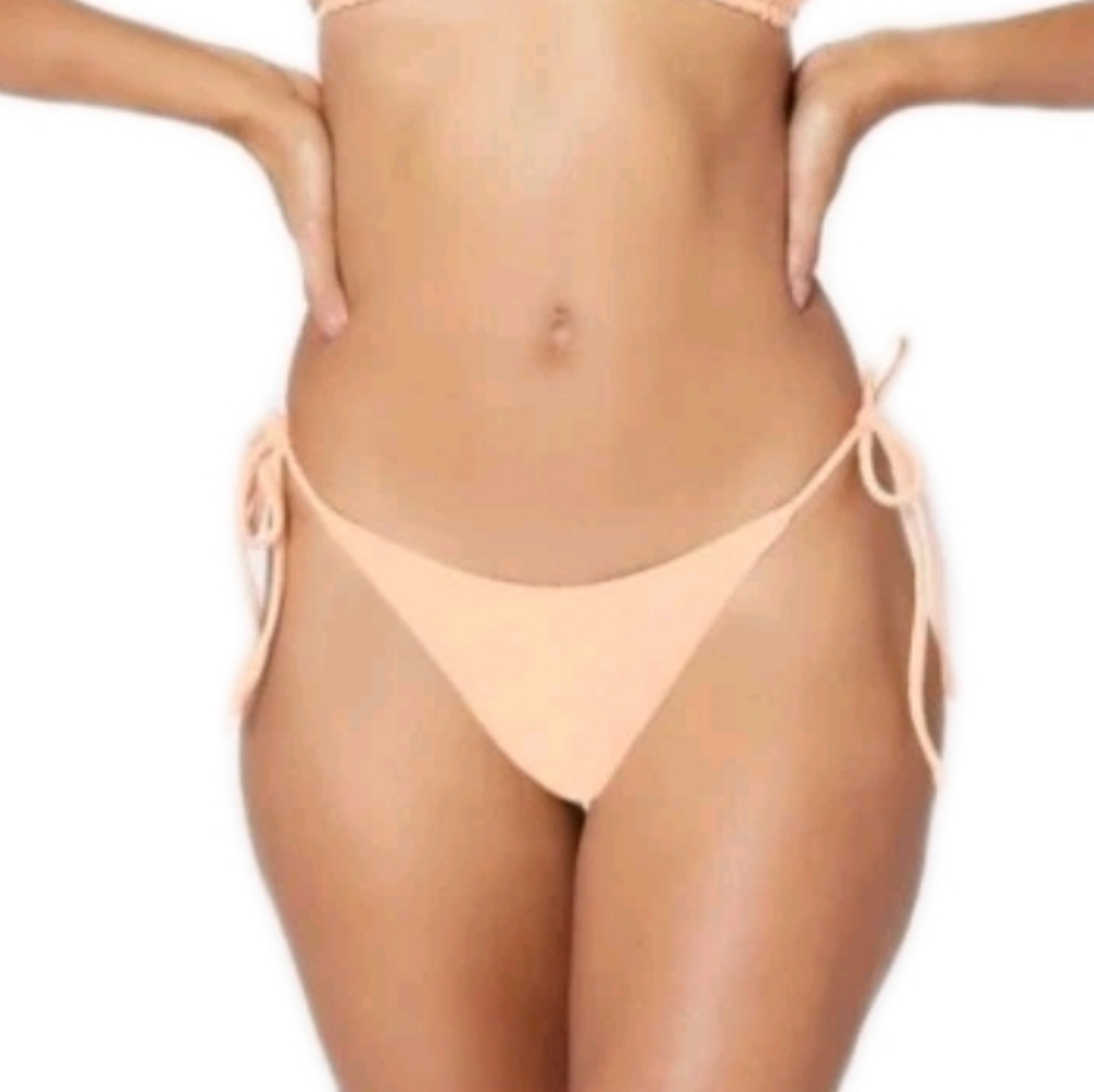 L*SPACE Lennox Terry Cloth Bikini Bottom In Light Orange Size Large